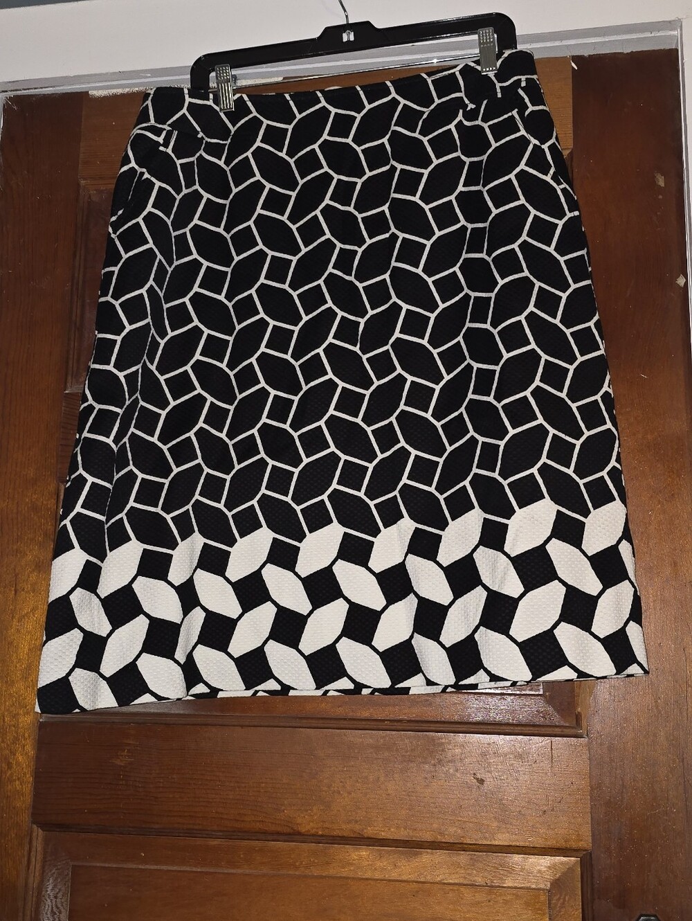 Talbots Black and White Geometric Mini Skirt